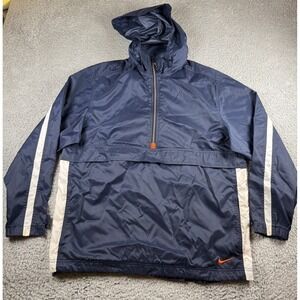 Vintage Nike Jacket Men Medium Blue Quarter Zip Pullover Hoodie Windbreaker 90s